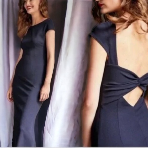 New Katie May BHLDN Madison 0, 2, 4, 6, 8, 10 Blue Bow-Back Bridesmaid Maxi Gown - Picture 5 of 11